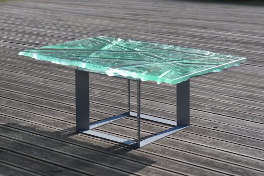 Archiglass Applied Arts Glass Table Stolik Szklany Szmaragdowe Wzgórza Emerald Hills Stal Malowana 80x120