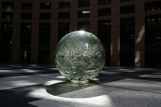 Glass sculpture at European Parliament in Strasbourg, France